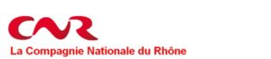 Logo rouge CNR sur fond blanc et texte rouge compagnie nationale du Rhône.